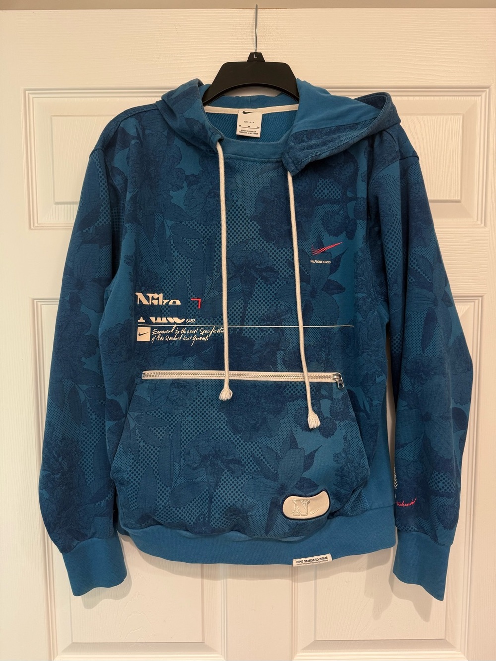 Nike Dri-FIT Standard Issue Pullover Hoodie Blue men’s medium grid zip